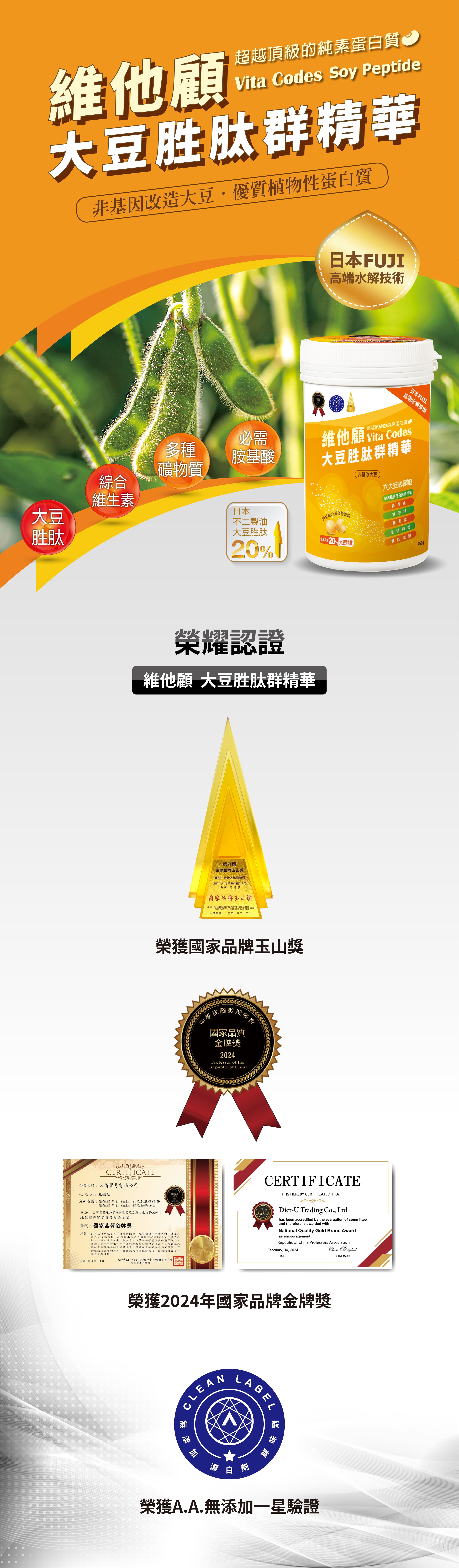 vitacodes-維他顧-大豆胜肽-陳月卿-養生達人-推薦-優質植物性-蛋白質-肌少症-大豆-黃豆