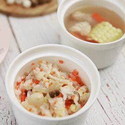 北鼎美顏壺-一壺同時完成玉米排骨湯及鮮蔬菇菇飯