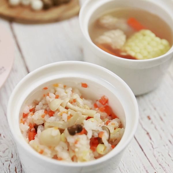 北鼎美顏壺-一壺同時完成玉米排骨湯及鮮蔬菇菇飯