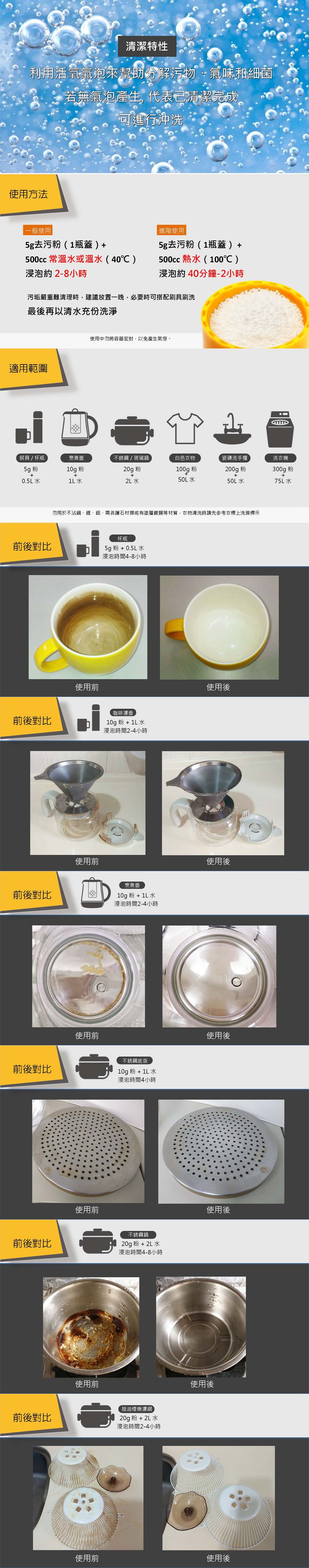 橘寶活氧酵素環保去污粉-產品簡介-使用比較