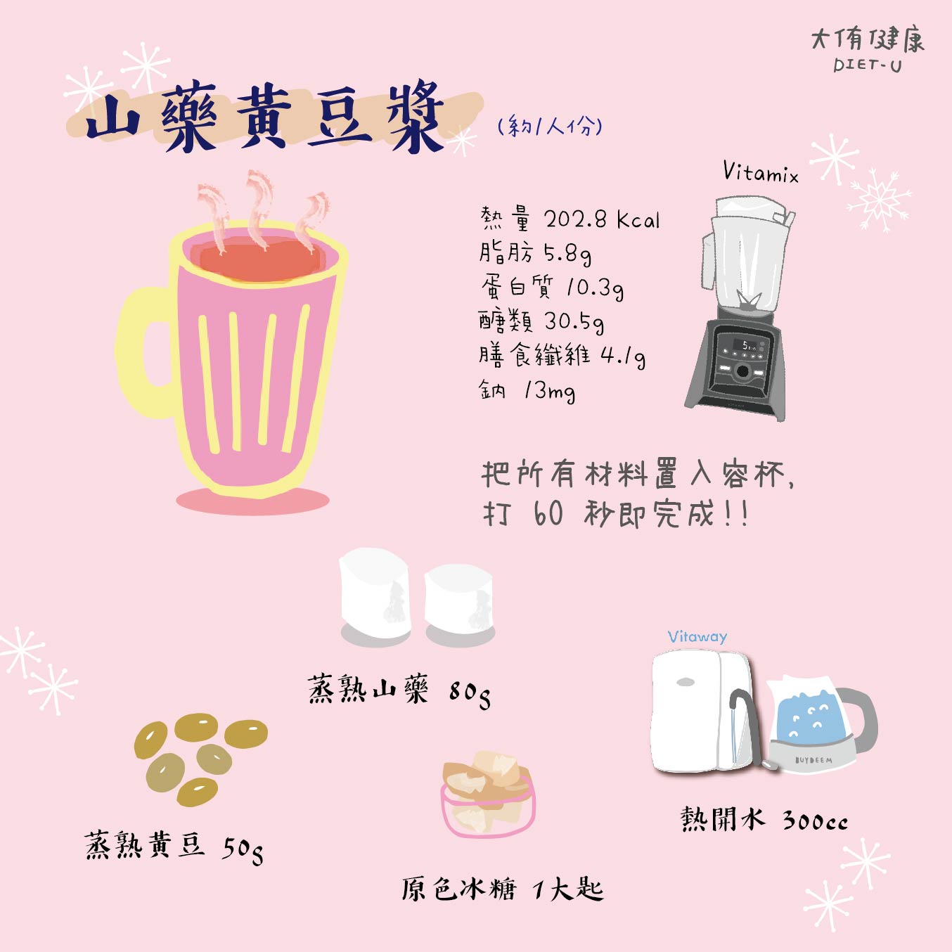 Vitamix調理機-A2500i-A3500i-超跑級調理機-陳月卿-養生達人-食譜-下午茶-食農-綠色食譜-綠色飲食-永續飲食-穀豆蛋白-保養-綠拿鐵-精力湯-美容-美魔女-豆穀漿-黃豆黑豆-豆類-黃金保存法-綠拿鐵精力湯-山藥黃豆漿