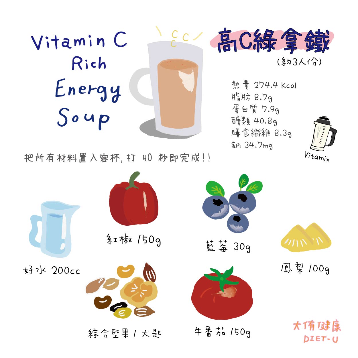Vitamix調理機-A2500i-A3500i-超跑級調理機-陳月卿-養生達人-食譜-下午茶-食農-綠色食譜-綠色飲食-永續飲食-穀豆蛋白-保養-綠拿鐵-精力湯-美容-美魔女-豆穀漿-黃豆黑豆-豆類-黃金保存法-綠拿鐵精力湯