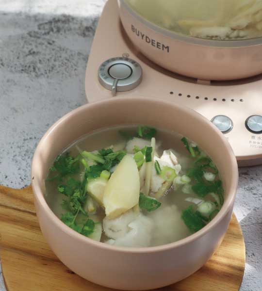 BUYDEEM-北鼎-粉漾-烹煮壺-one用壺-BUYDEEM-陳月卿-養生達人-食譜-免開火-免顧火-粥-茶-營養-養生-筊白筍鮮魚湯-冬天-冬季