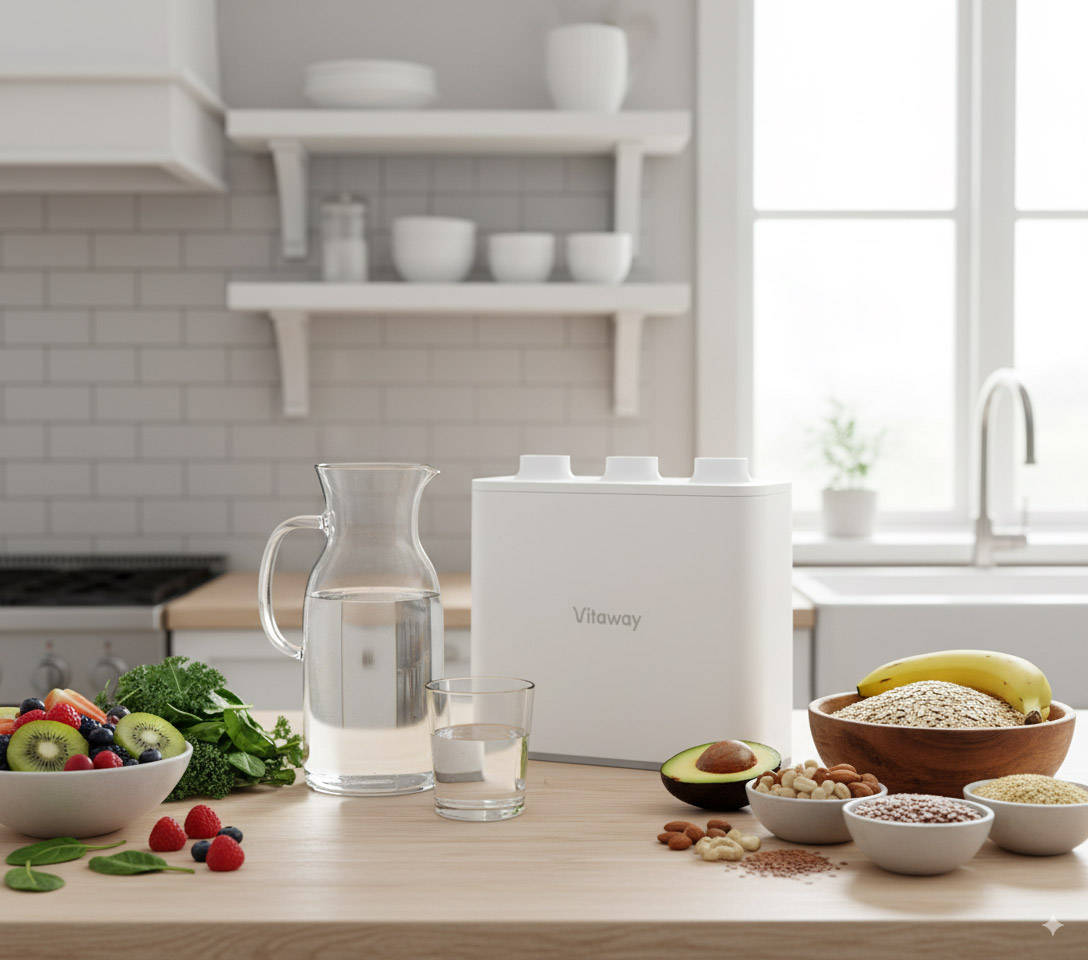 vitamix-調理機-綠拿鐵-健康-懷孕-孕期-孕媽咪-便秘-改善-營養師-北鼎-粉漾壺-蔬菜-粥-水-喝水-飲用水-vitaway-淨水器