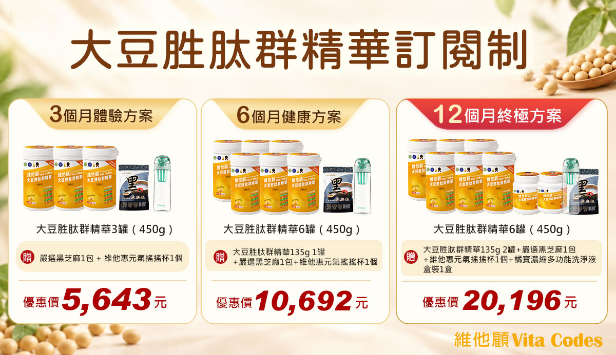 深度調理・完美守護|Vita Codes 維他顧大豆胜肽群精華「訂閱制服務」全面上線!百貨直營專櫃與全營養教室獨家開賣